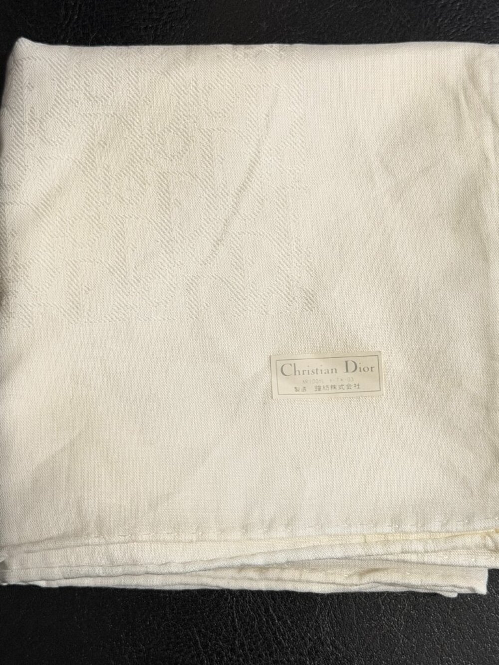 New Christian Dior Vintage White Handkerchief Trotter Monogram Cotton